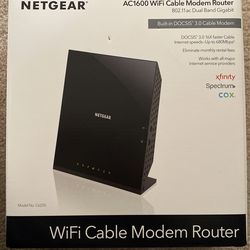 Brand New Modem Router Netgear AC 1600 WI Fi Cable Modem Router Model C6250