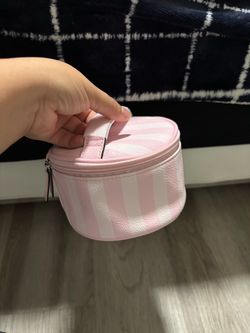 Pink Striped Round Cosmetic Case VS