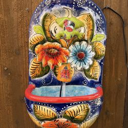 Mexican Talavera Water Fountain, Pottery, Clay Pots, Planter.
