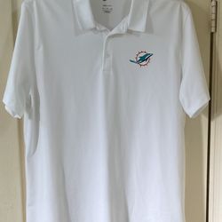 Nike MIAMI DOLPHINS TEAM ISSUED WHITE DRI-FIT NIKE BREATHABLE MATERIAL POLO SZ-XL