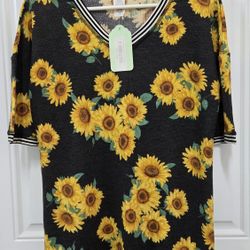 Sunflower V Neck Top (NWT)