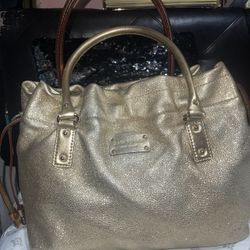Kate Spade Gold Shimmery Drawstring Satchel