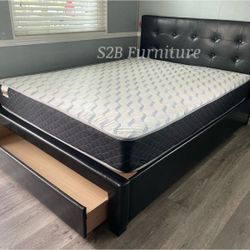 Full Black Euro Platform Bed With Ortho Mattress Included!!