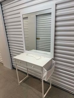Lufeiya White Makeup Vanity Desk with Mirror