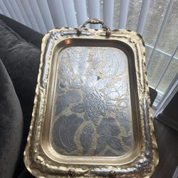 Large Tray Gold And Silver