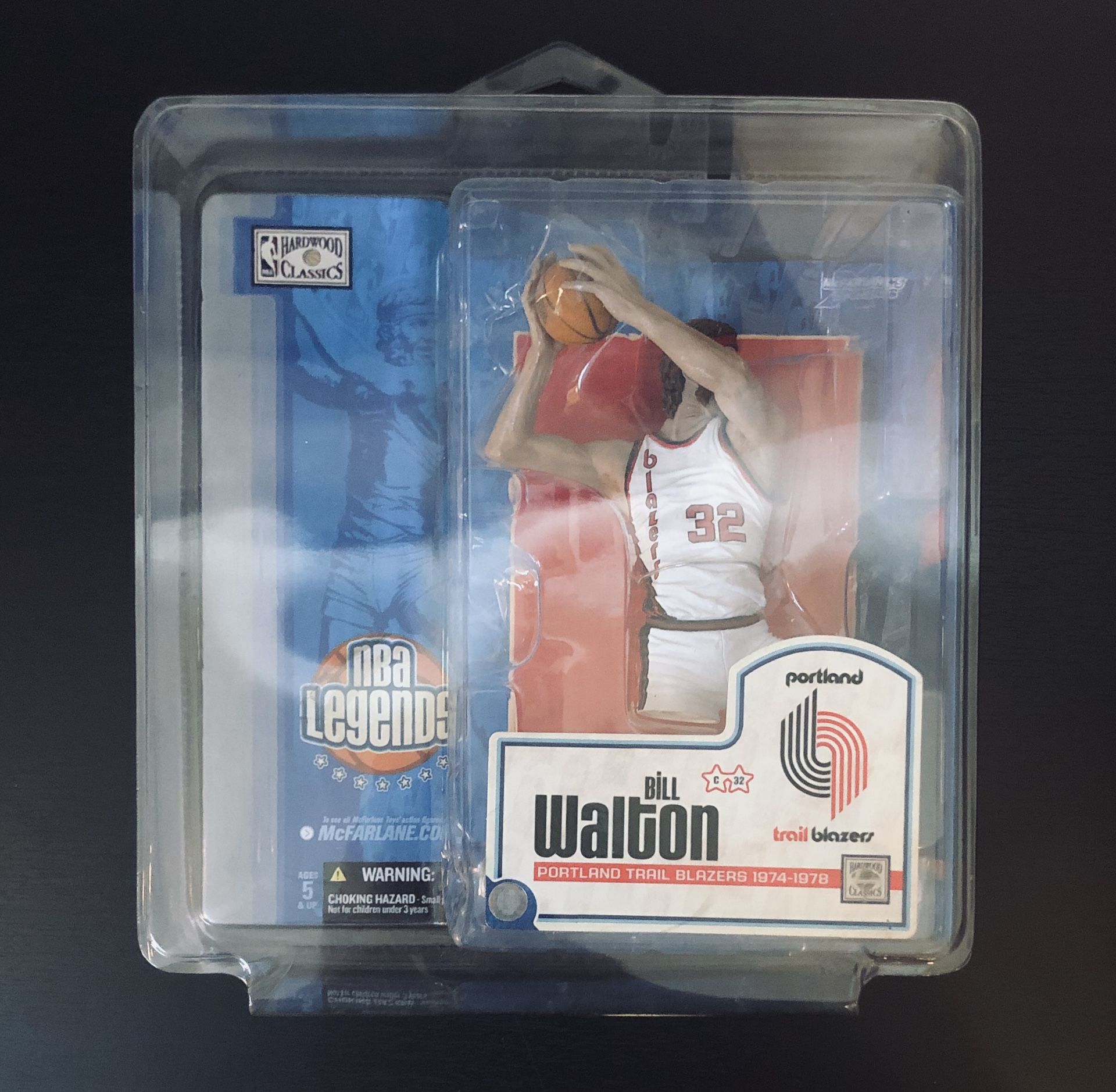 2005 Bill Walton Portland Trailblazers Blazers NBA Basketball Hardwood Classics NBA Legends Series 1 Mcfarlane Variant White Uniform Action Figure -