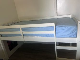 Twin low loft bed off white
