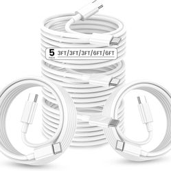 USB C to USB C Cable, 5 Pack(3ft/3ft/3ft/6ft/6ft) 60W Fast Charging Cord,Type C Fast Charging Cable Compatible for iPhone 16/16 Pro/16 Plus/16 Pro Max
