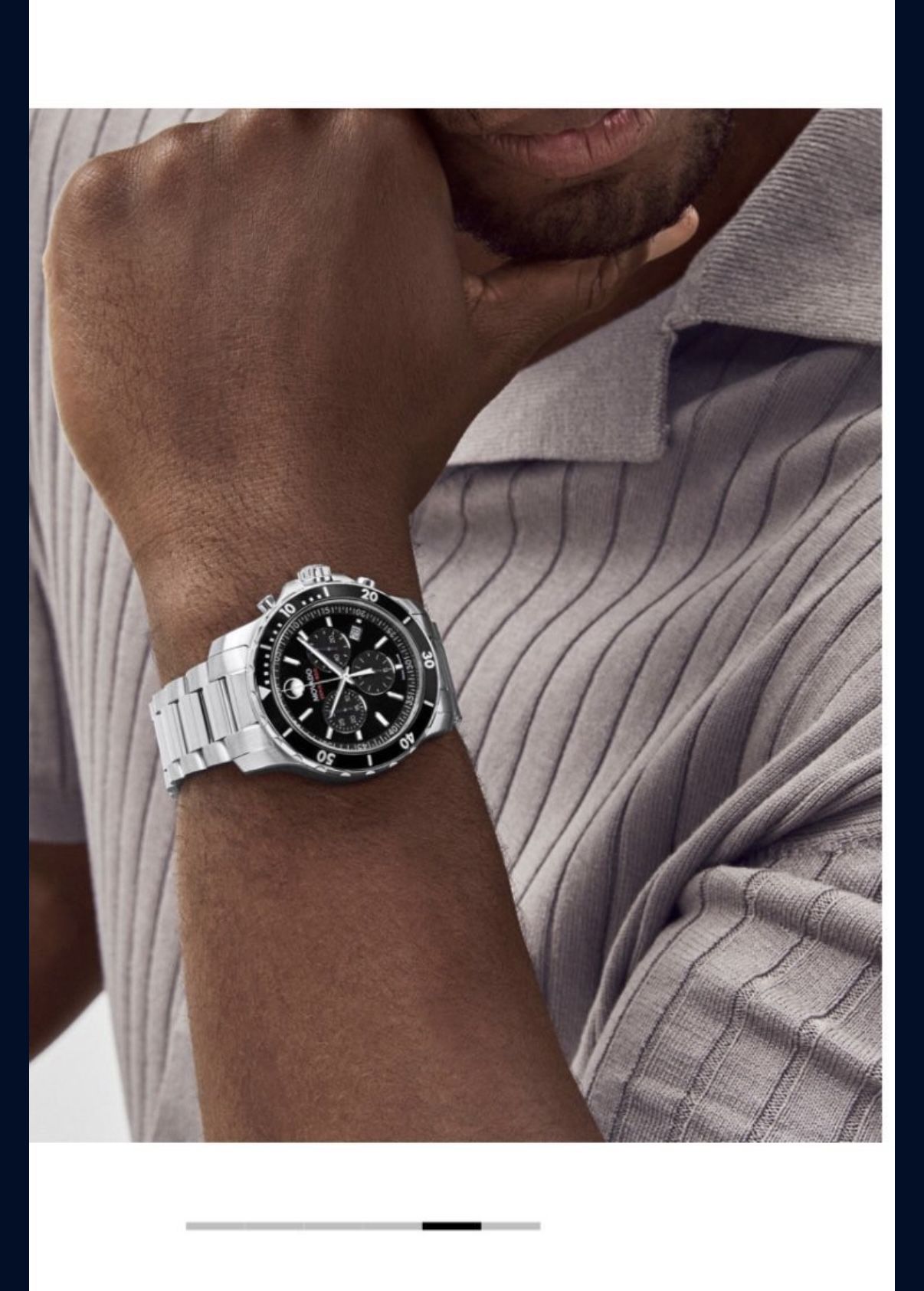 Movado Series 800, 42 mm Performance Steel bracelet with black chronograph dial