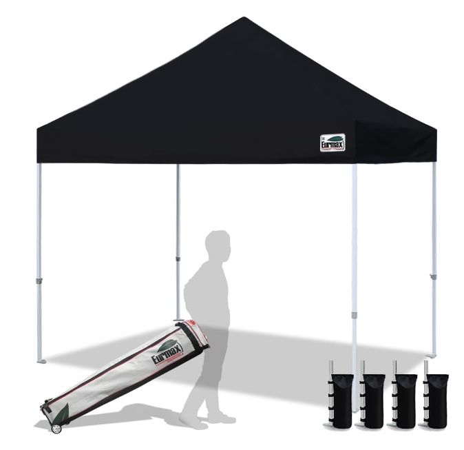 Eurmax 8 X 8 Pop Up Canopy Tent With Black Top And Water Leg Weights