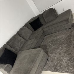 Grey U-Shaped Couch 