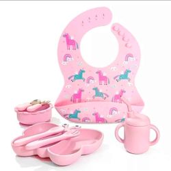 Silicone Feeding Set | 8 Pcs Baby Led Weaning Supplies different designs available