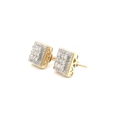 10kt Gold Diamond 2 Tier Earrings Square Cluster 2.50grams 152489 1