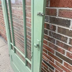 36x80x1in Screen Door With Glass MCM Vintage