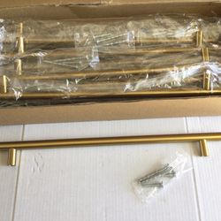 (13 Pcs) Kitchen Bathroom Cabinet Grab Pull Handles Drawer Handle Pulls 12-5/8” Length, 10” Center Of Holes. GOLD SOUTH GATE
