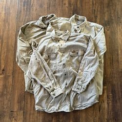 3 Carhartt Work Shirts Size L Original Fit