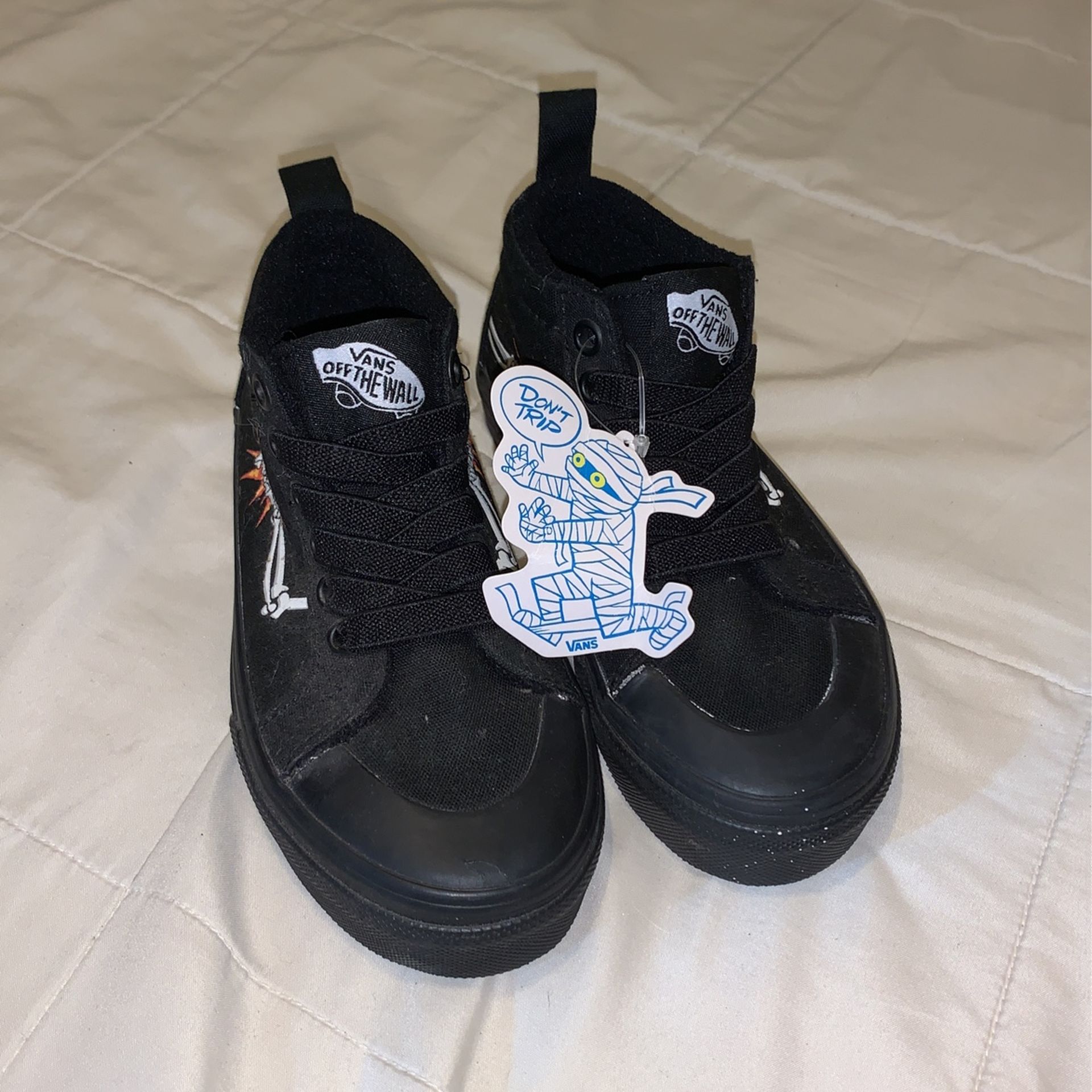 VANS Toddler Canvas Racer Mid Skeleton Black RARE Athletic Outdoors