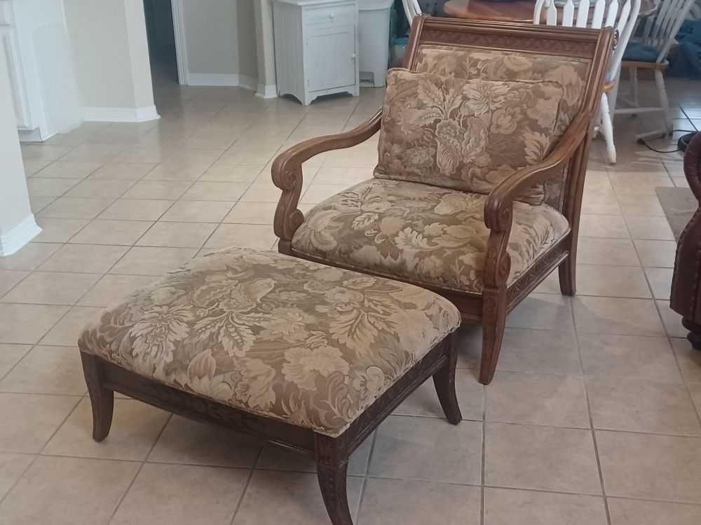 Comfortable Chair & Ottoman, Antique!