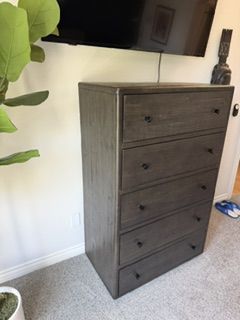 Matching Dresser & Nightstand Set – Modern Dark Wood – Excellent Condion