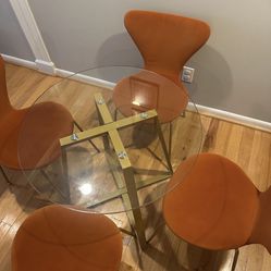 Beautiful Orange Dining Set For 4. Just Bought It But Is To Small For My Dinning Area. 