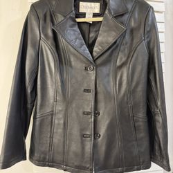 Chadwick’s Black Leather Jacket Women’s Petite Medium *Mint*