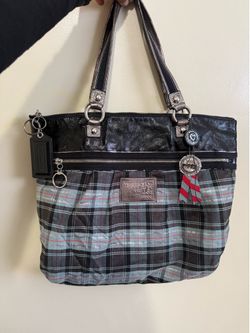 Coach Poppy Tartan Plaid Glam Tote Bag Limited Edition