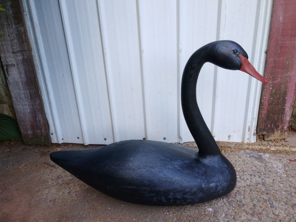 Vtg Dann Sears Wooden Black Swan Decoy