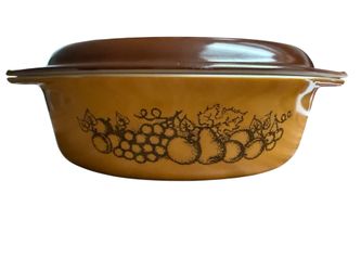 Vintage Pyrex Autumn Harvest Casserole Dish with Lid