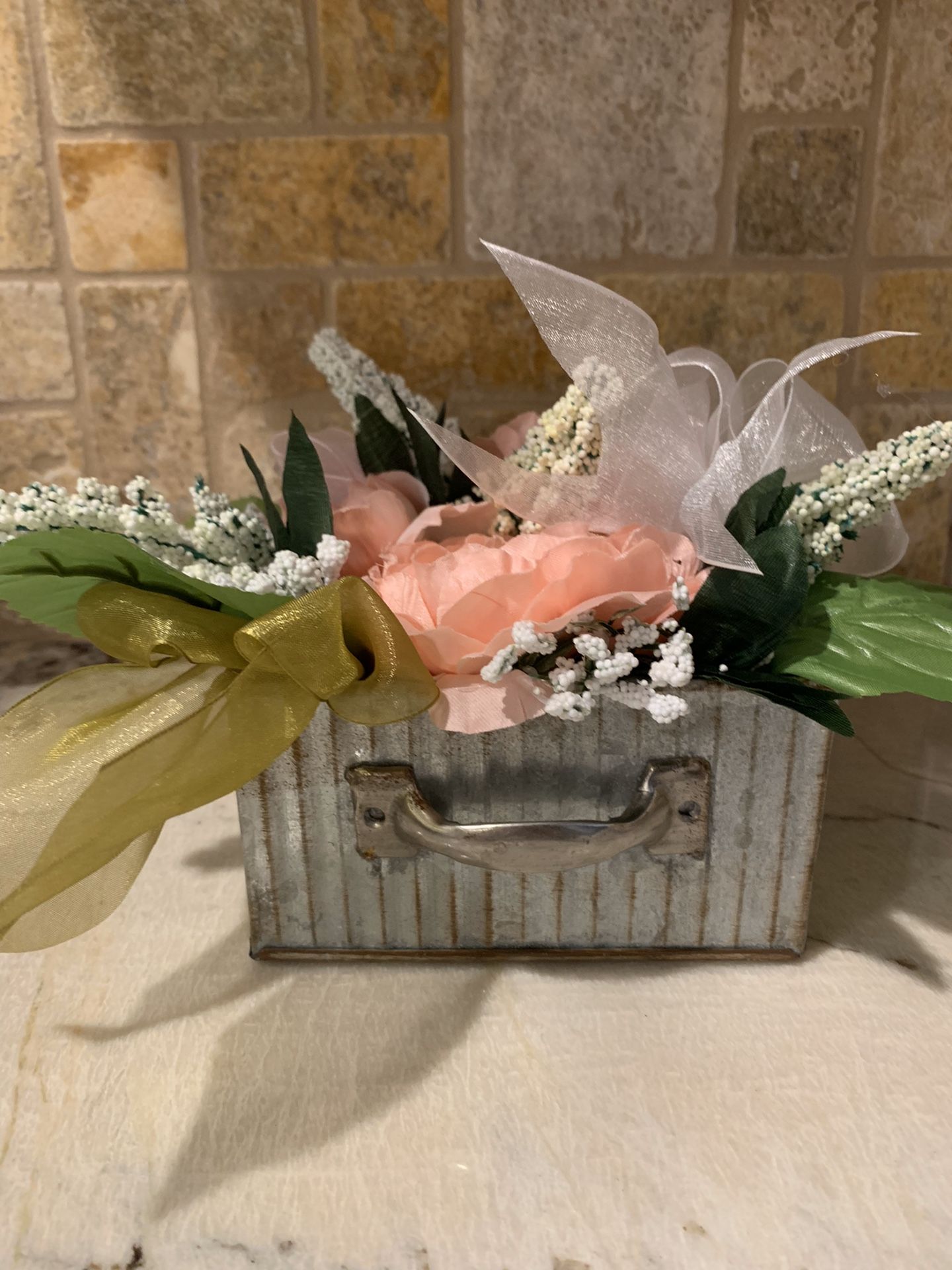 Beautiful artificial flowers with pot