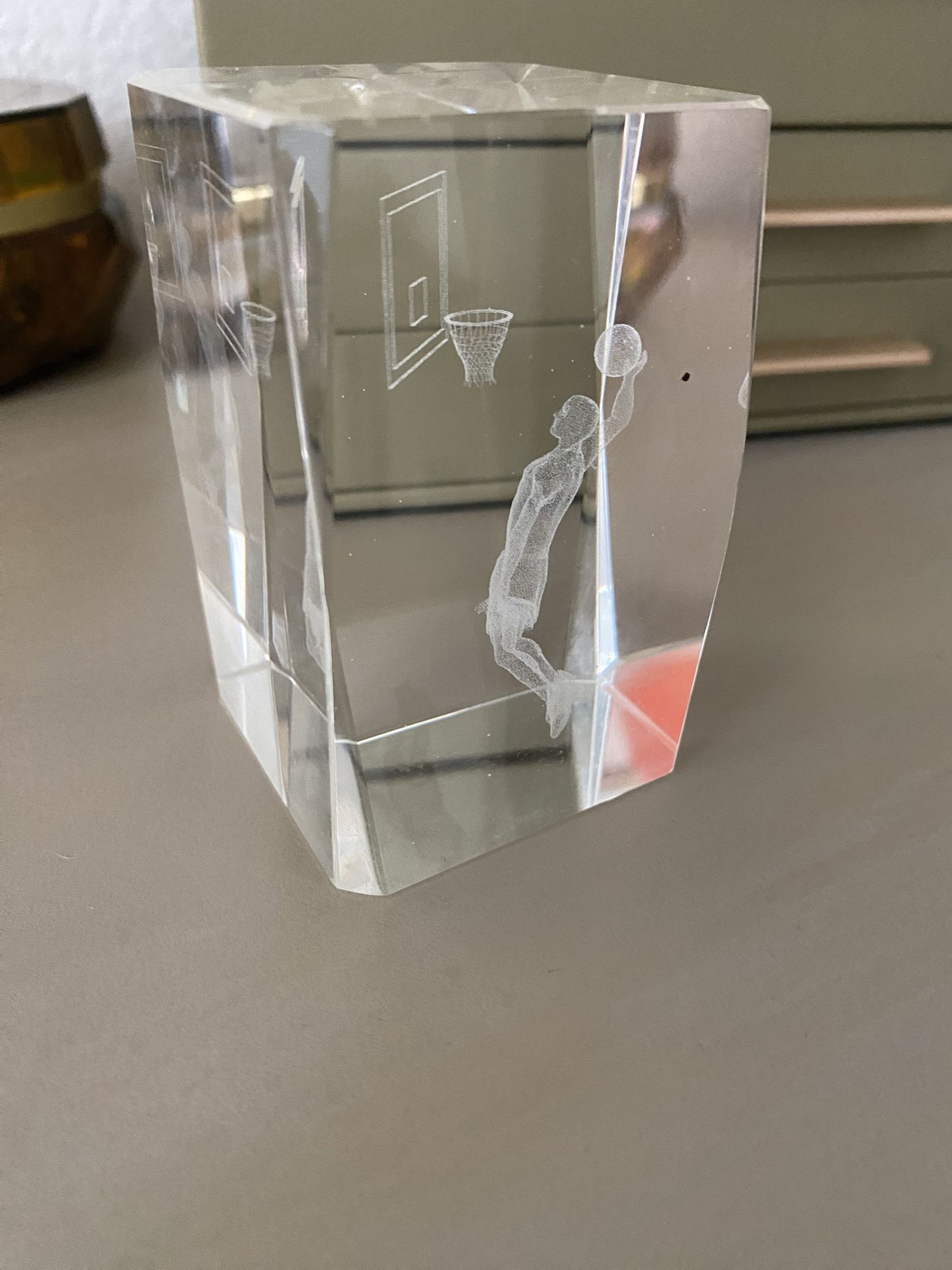 3D Basketball Crystal Paperweight
