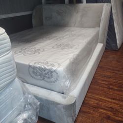 🔥🔥🔥 $499 Brand New Queen Saatva Bed Frame With Queen Cool Gel Memory Foam Mattress With Removable Zipper Cover $499 🔥🔥🔥