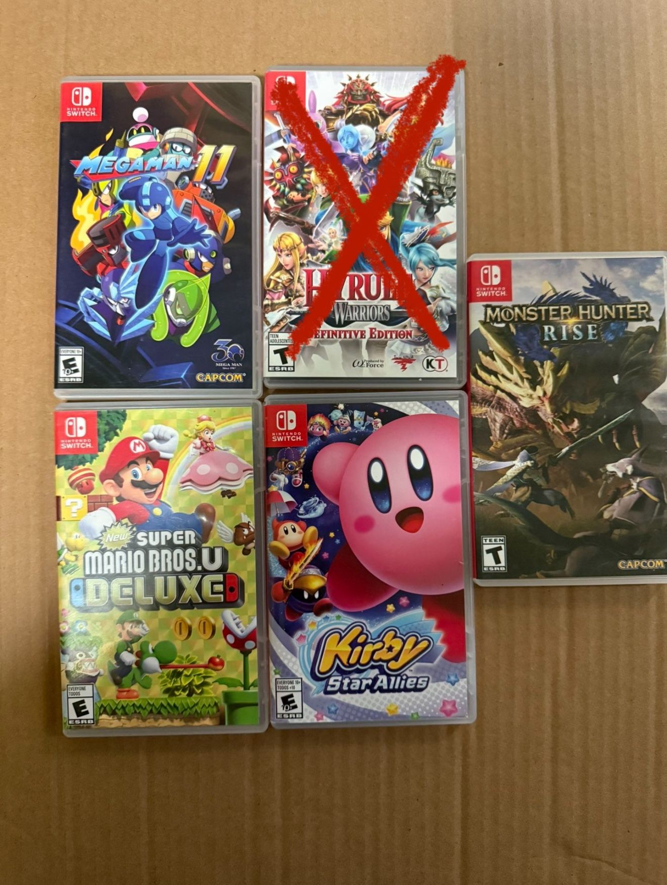 Empty Nintendo switch game boxes