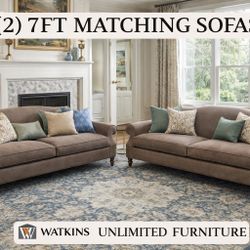 🛋️ (2) 7FT MATCHING SOFAS – CLEAN, COMFORTABLE & READY FOR A NEW HOME 🛋️