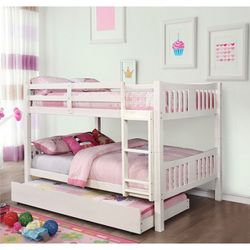 Brand New White Full Over Full Bunk Bed (Trundle Sold Separately)