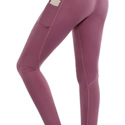 Yoga Pants with Pockets Workout Leggings for Women Tummy Control High Waisted Leggings Workout Pants with Pockets (Purple S)