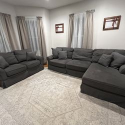 Charcoal Grey Sofa Chaise and Love Seat