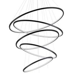 LED Chandelier,6 Rings Black Pendant Light multiple shapes, Ceiling Light Fixt