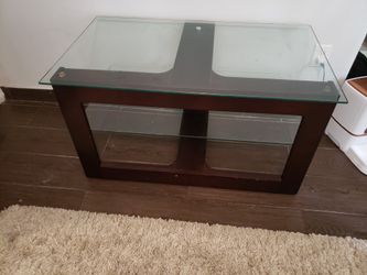 Cherry wood tv stand with glass shelves
