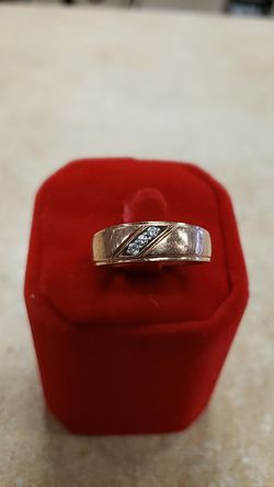 10k Rose Gold Mens 3 Diamond Band