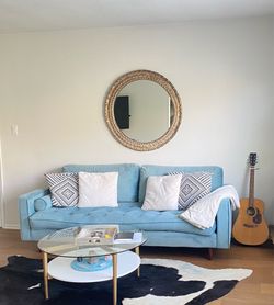 Glass top round coffee table