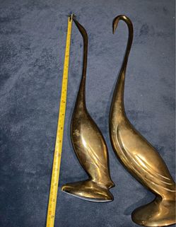 Vintage Brass Swan Figurines Set of Two