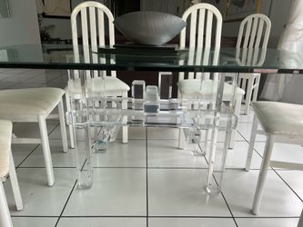 Dining Room Table, glass, with chair