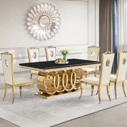 New  D620 Giovanni (Black/Gold) Dining Room Table