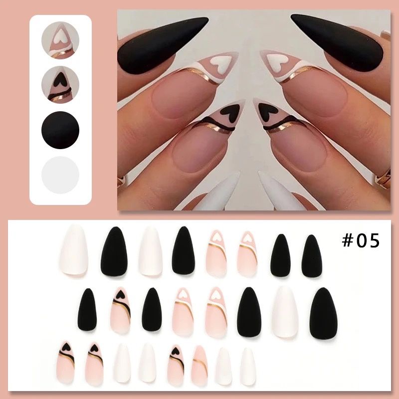 New 24pc Matte Stiletto Cat Press On Nails
