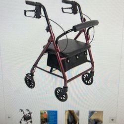 Pro basics junior aluminum Rollator with 6 inch wheels, 250 pound weight cap capacity