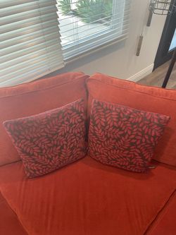 2 Brown And Red Floral Decorative Pillows
