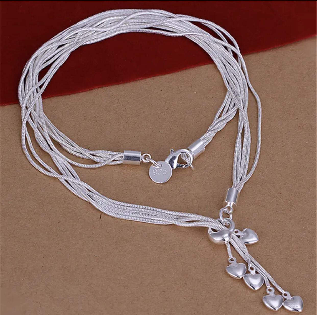 Sterling Silver Ladies hearts Necklace 