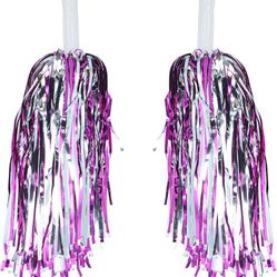 FUNSTITUTION Pom Poms Cheerleading Stuff- Cheerleader Cheering Squad Pompoms with Baton Handle for Team Spirit Sports Games Dance Outfit - Cheer Pom P