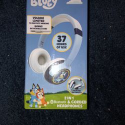 Bluey headphones 37 hours of use two and one Bluetooth and quarters headphones folds for portability