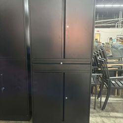 Metal Storage Cabinet with Drawer, Garage Storage Cabinet with Locking Doors and Adjustable Shelves